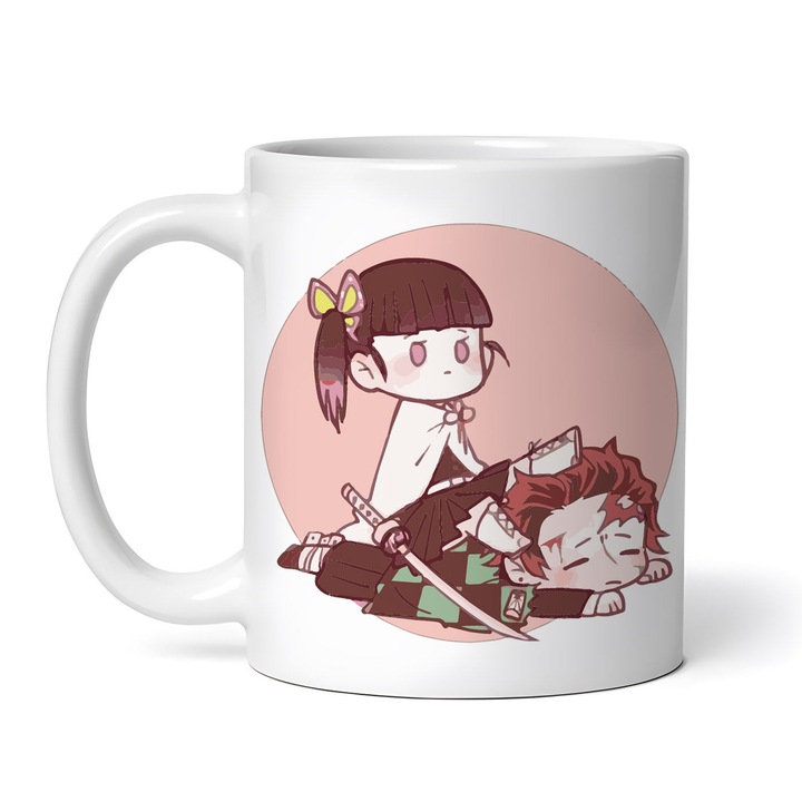 Cana alba personalizata, Demon Slayer Tanjiro x Kanao, INOVATIX®. 330ml