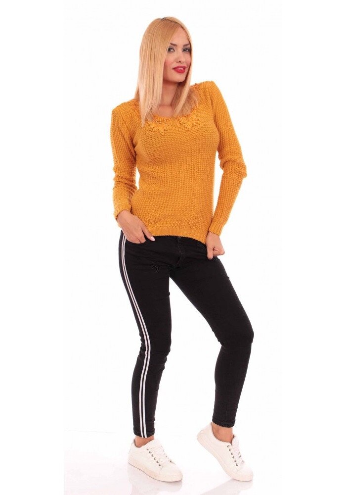 Pulover Dama Anabella - Galben Mustar Marime Universala