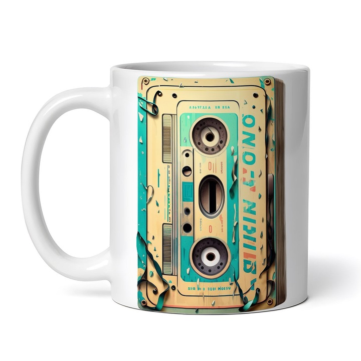 Cana alba personalizata, Caseta audio, INOVATIX®. 330ml