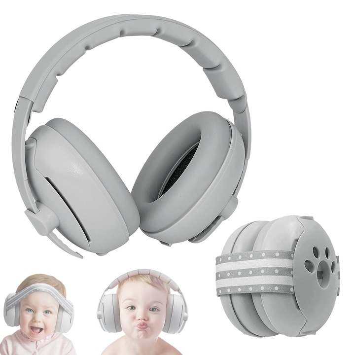 Gxwcyi gyermek fülvédők, állítható, ergonomikus, szürke, 1-48 hónapos korig