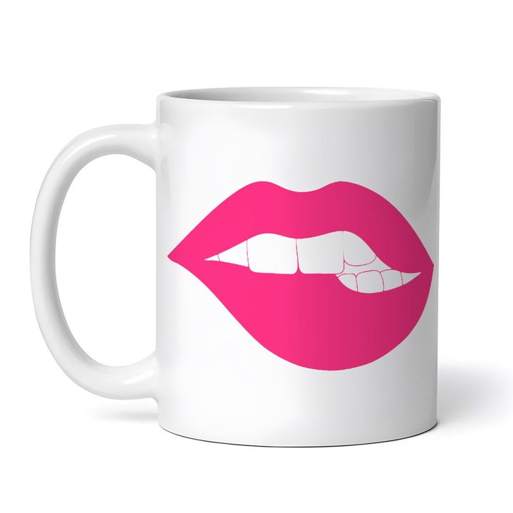 Cana alba personalizata, Buze sexy Lip Bite, INOVATIX®. 330ml