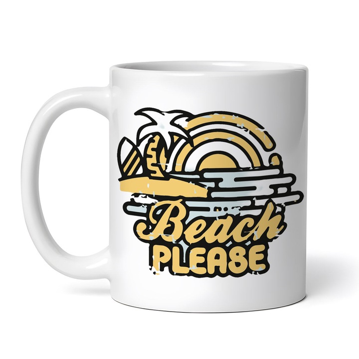 Cana alba personalizata, Beach Please, INOVATIX®. 330ml