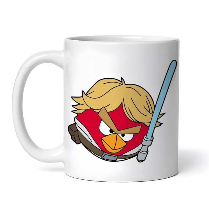 Cana alba personalizata, Angry Birds Star Wars Luke luptand, INOVATIX®. 330ml