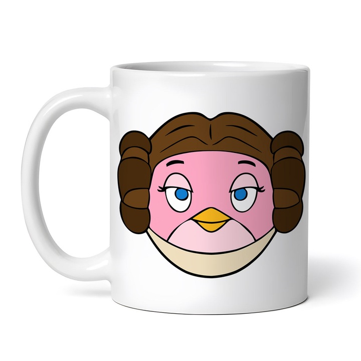 Cana alba personalizata, Angry Birds Star Wars Leia, INOVATIX®. 330ml