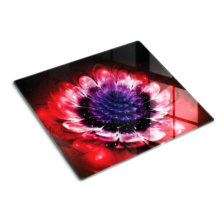 Üveg vágódeszka fényképpel, Tulup, Absztrakt virág, Fekete, 60x52 cm, 010010520040000049888