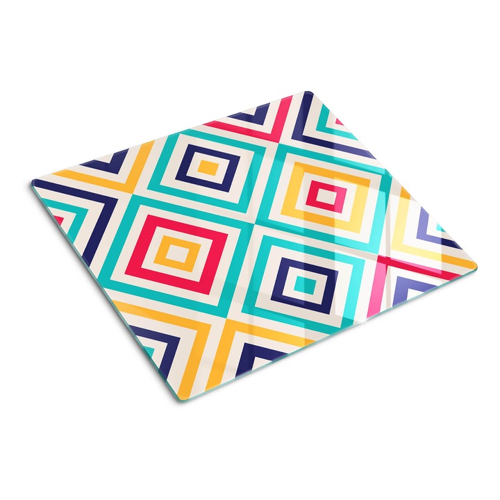 Üveg vágódeszka fényképpel, Tulup, Geometrikus minta, Kék, 60x52 cm, 010010520040000049897