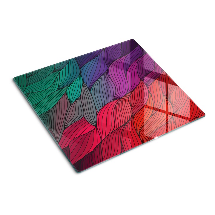Üveg vágódeszka, Tulup, Absztrakt hullámok, Fekete, 60x52 cm, 010010520040000049901