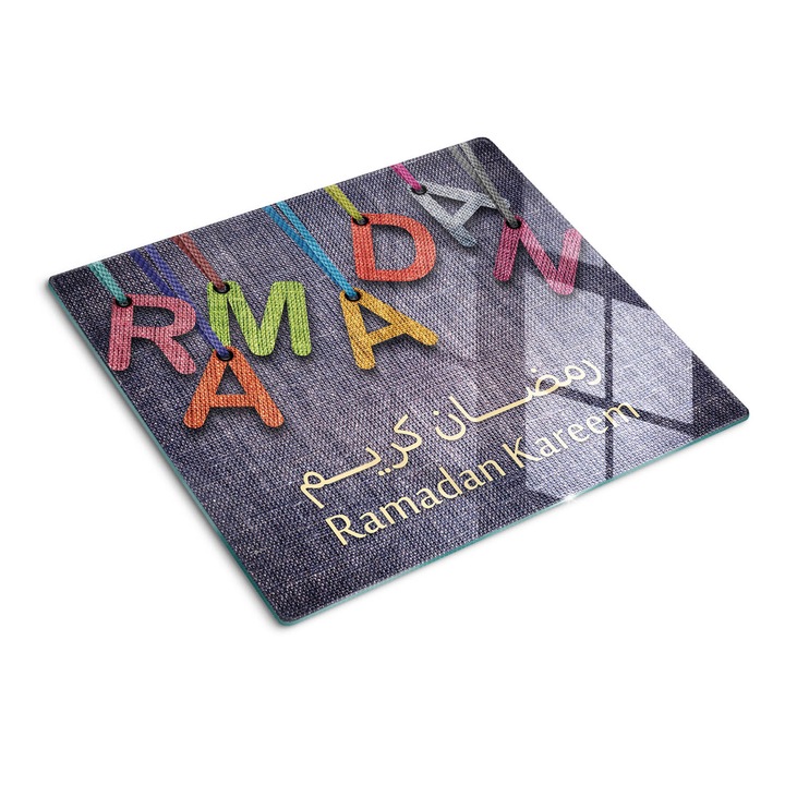 Edzett üveg vágódeszka, Tulup, Ramadan kareem, Fekete, 60x52 cm, 010010520040000050037