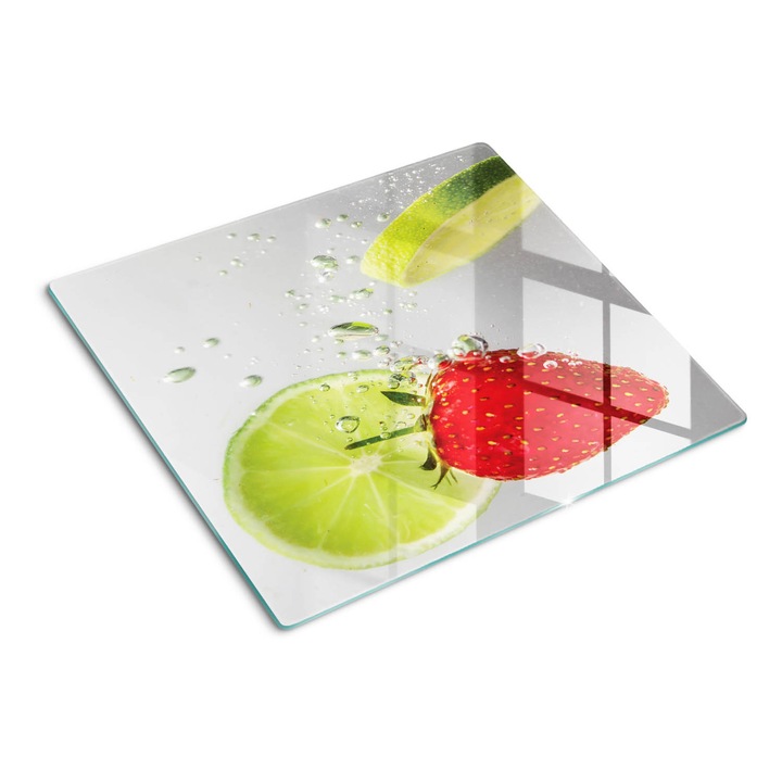 Üveg vágódeszka, Tulup, Strawberry lime, Zöld, 60x52 cm, 010010520040000050444