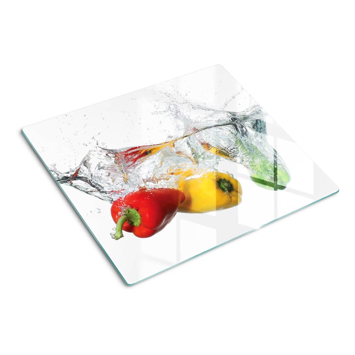 Стъклена дъска за рязане, Tulup, Peppers Splash, Кафяв, 60x52 cm, 010010520040000010253