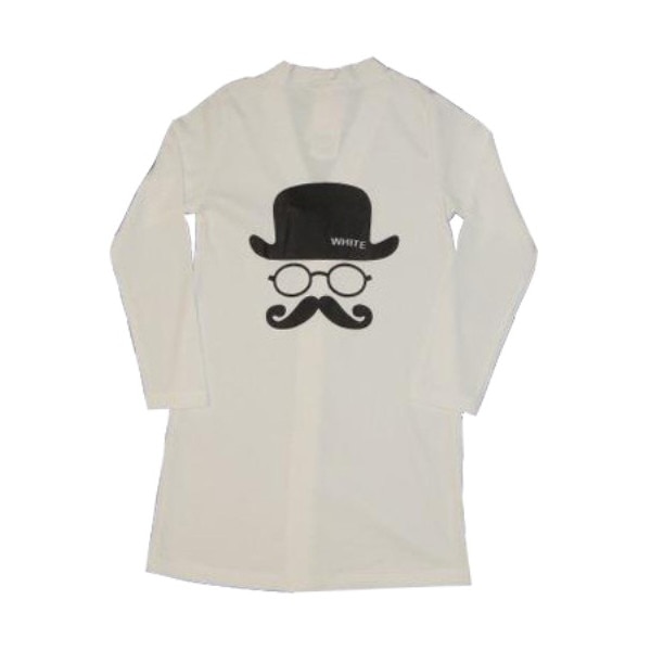 Cardigan Mustache Alb