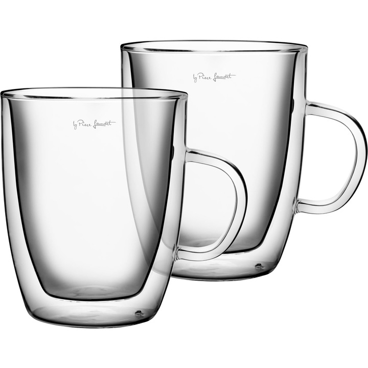 Комплект 2 чаши за чай Lamart, Термоустойчиво стъкло, 420 мл
