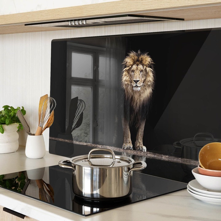 Стъклена дъска за рязане, Tulup, Портрет на лъв, Кафяв, 80x52 cm, 010010520060000005624