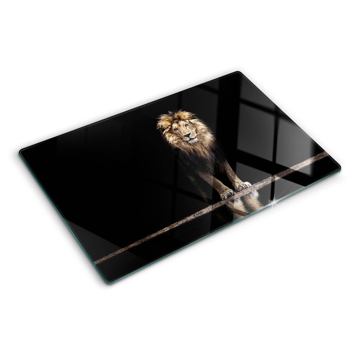 Стъклена дъска за рязане, Tulup, Портрет на лъв, Кафяв, 80x52 cm, 010010520060000005624