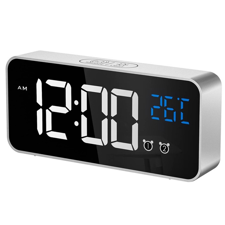TNEAYWHE elektromos asztali óra, nagy kijelzővel, intelligens fényerőszabályzóval, USB porttal, állítható ébresztővel, 12/24 órás