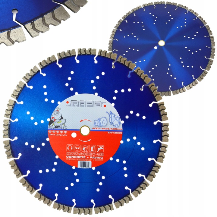 Disc diamantat Rapid 400mm, 15mm, 25.4mm, 20mm, pentru taiere rapida, set profesional
