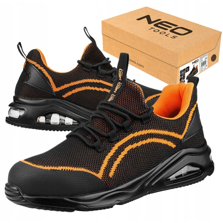 Работни обувки NEO, модел Air S1 SR, със стоманено бомбе, противоплъзгащи, оранжеви, размер 47
