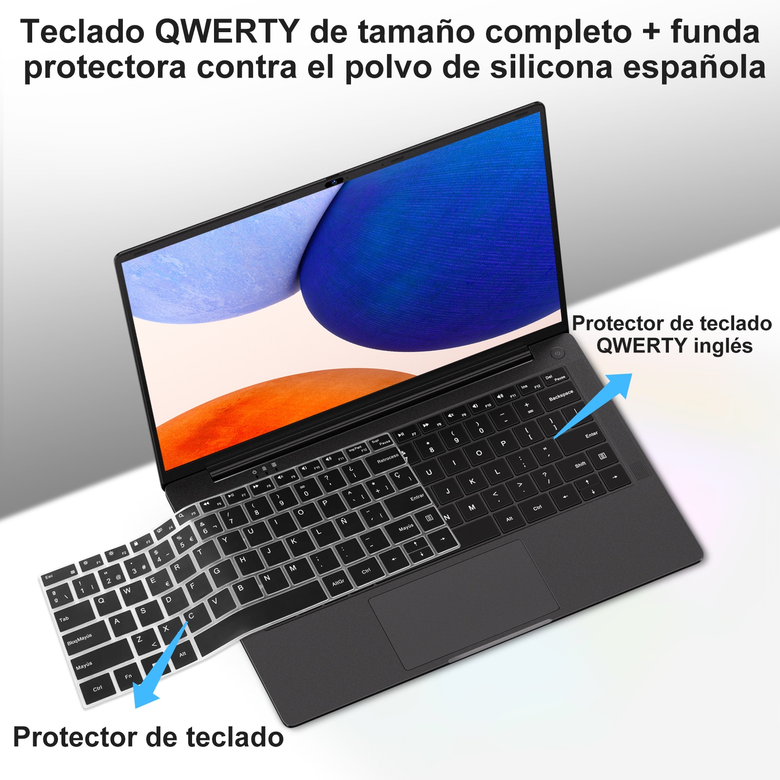 Laptop Computer 14 inci Celeron N5095 Pana la 2, 9 GHz Laptops 8GB RAM 256GB SSD TF 1TB LPDDR4 Win11 5G WiFi 1920 * 1080 FHD Widevine L1 Film de protectie engleza - Corp metalic negru