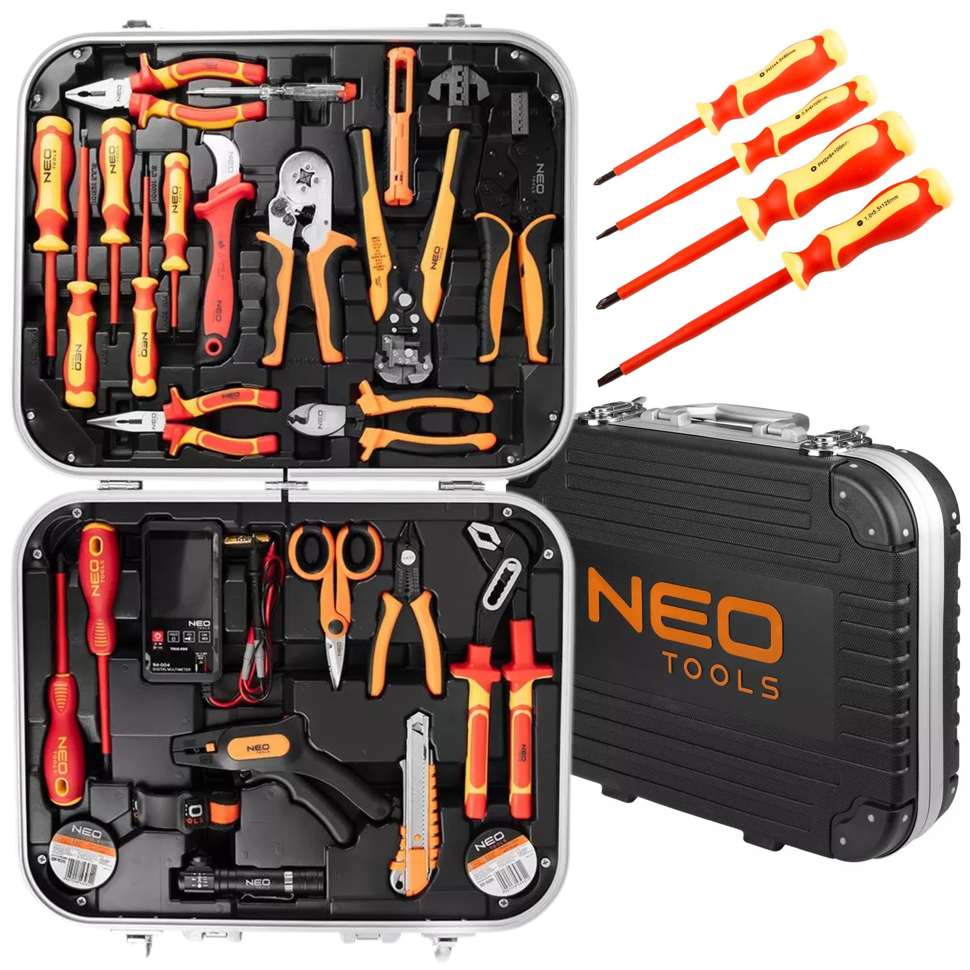 Set unelte electrician 25 elemente, NEO TOOLS, 1000V, cu trusa din
