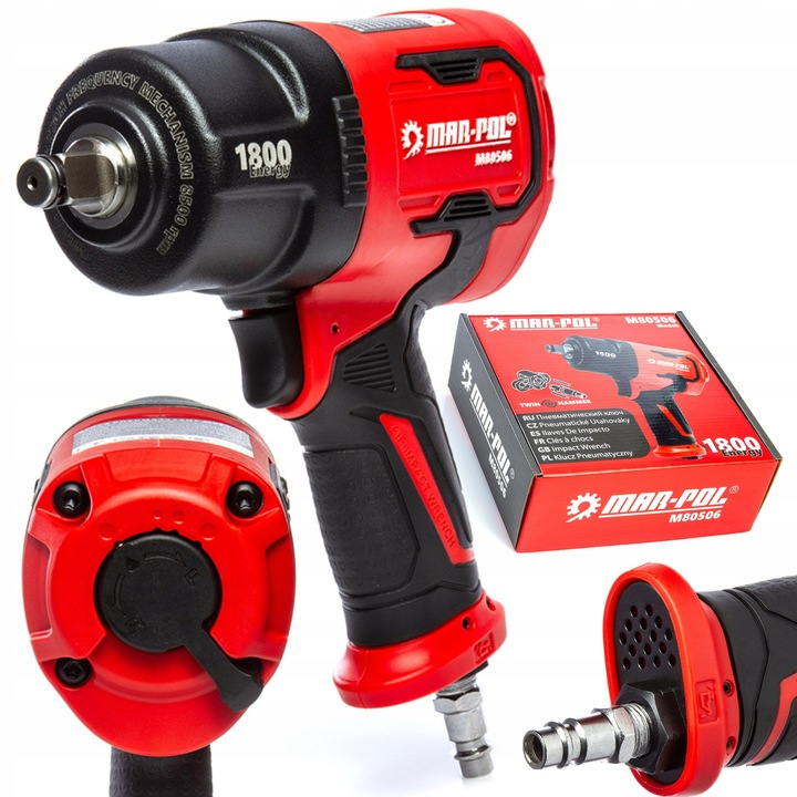 Cheie pneumatica de impact 1/2" MAR-POL, 1800 Nm, 8500 rpm, 6.3 bar, 2 kg