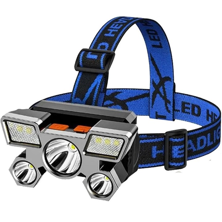 LED челник, регулиране на фокуса на светлината, подвижен източник на светлина нагоре-надолу, водоустойчив, RC-K-1227, син