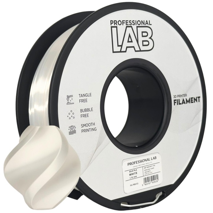 Filament Profesional LAB Silk PLA Alb 1.75 mm 1 kg