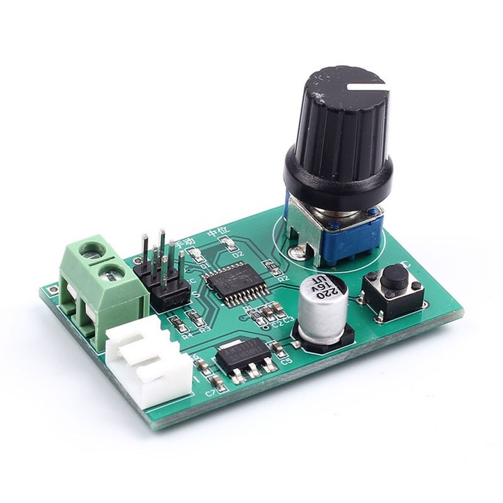 Controller dual servomotor 2 canale MG995 si SG90, reglaj prin buton si UART