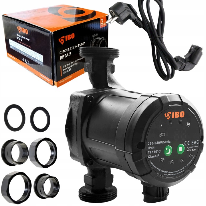 Pompa circulatie electronica IBO BETA 2 32-80/180, 180mm, 1 1/4", eficienta energetica A, set cu racorduri