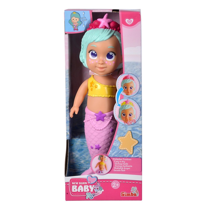 Новородена кукла Русалка, 32 см