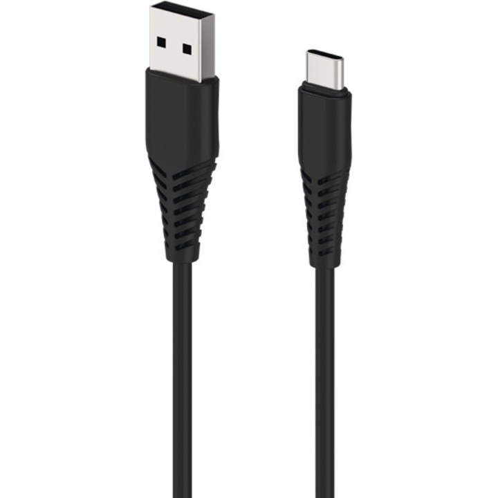 Cablu de date pentru telefon, 2GO, USB Type-C, 1m, Negru