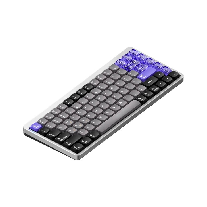 Tastatura Magnetica-Mecanica Gaming NuPhy Air75 HE Magnetic Switch Jade, Rapid Trigger, 8000 Hz, nSA keycaps, USB-C, Gri