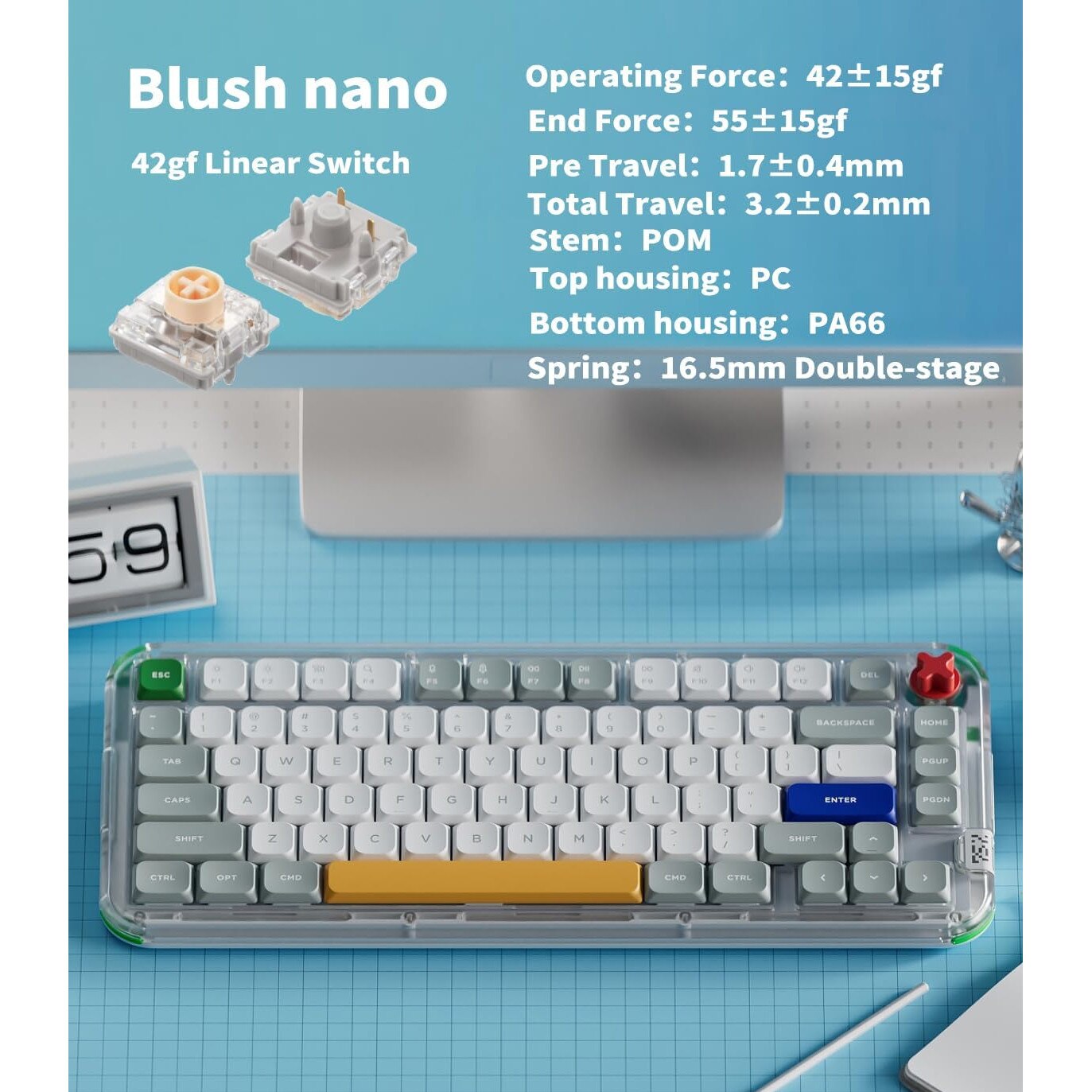 Tastatura Mecanica Wireless Nuphy Kick75 Hybrid-Profile, Cablu