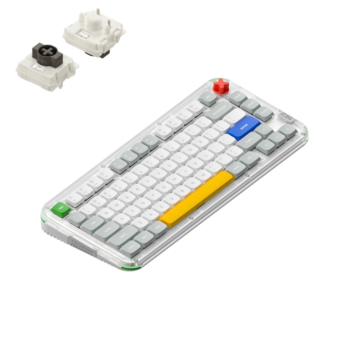 Tastatura Mecanica Wireless Nuphy Kick75 Hybrid-Profile, Cablu, Bluetooth, 2.4Ghz, RGB, 80 Taste, Functie Hot-Swap, Soft customizabil, Brown Nano Switch