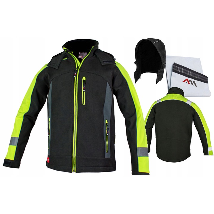 Jacheta, ART.MAS, impermeabila, cu elemente reflectorizante, negru/galben, marimea XL