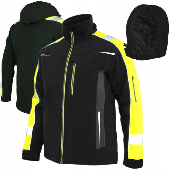 Jacheta de protectie, captusita, ART.MAS, galben/negru, 3XL, cu 4 buzunare si gluga detasabila