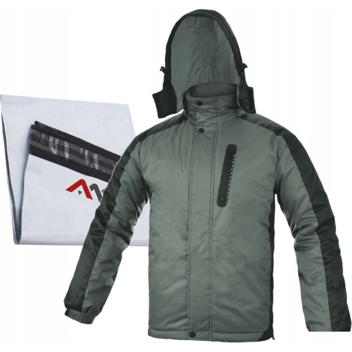 Jacheta de lucru, captusita, cu gluga, ART.MAS, gri/negru, marimea XXXL