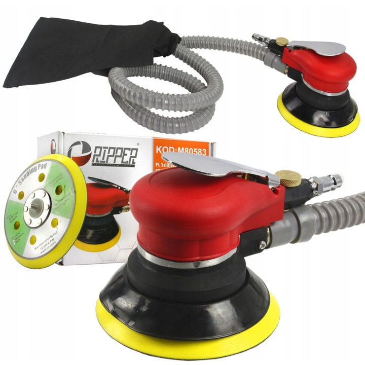 Slefuitor pneumatic, Pipper, 10.000 rpm, set cu discuri 125mm/150mm, 1m furtun pentru praf
