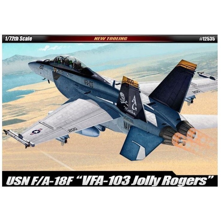 Academy F/A-18F USN VF-103 Jolly Rogers harci repülőgép modell, 1:72, műanyag