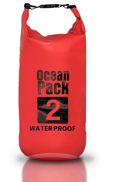 Sac Etans Ocean Pack 2L – 100% Impermeabil, Protectie Contra Apelor, Nisipului si Prafului - Rosu