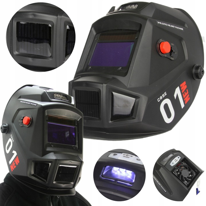 Masca pentru sudura, MAR-POL, cu ventilator, sticla, negru, 98x43mm