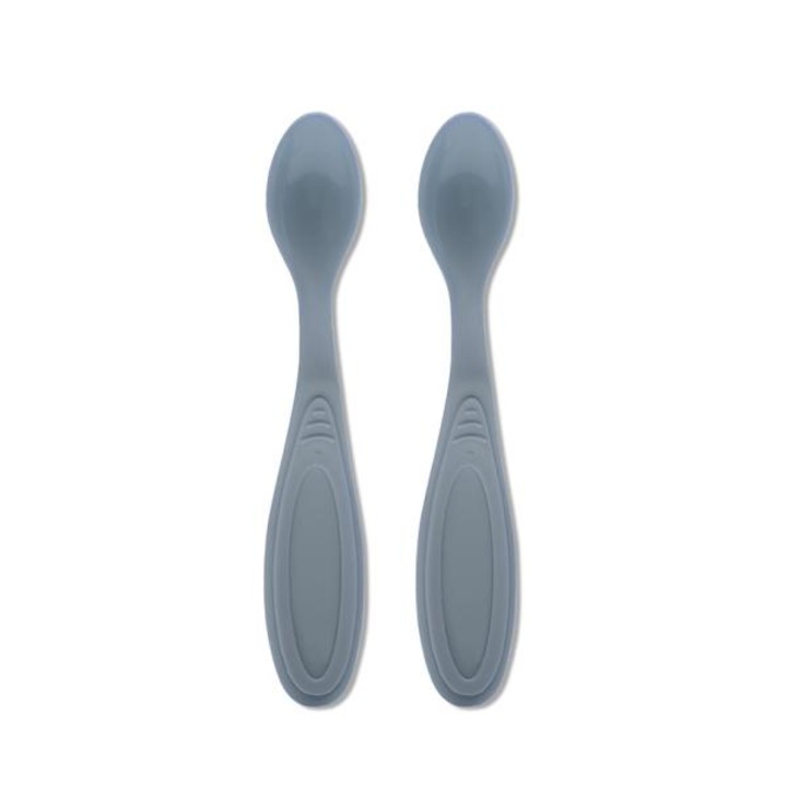 Set de 2 lingurite flexibile, Lorelli, potrivit pentru trecerea la primele alimente semi lichide, margine rotunjita care protejeaza gingiile bebelusului, 6 luni+, My Friend, Cameo Blue