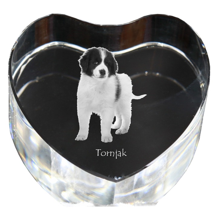Kristály szív személyre szabott fényképpel, Art-Dog, 7,5x8x5cm, Tornjak modell