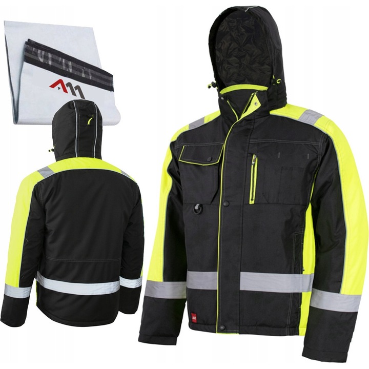 Geaca de lucru, ART.MAS, captusita, reflectorizanta, poliester, negru/galben, M