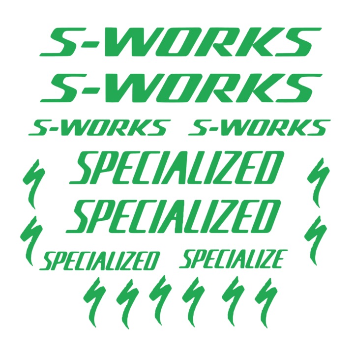 Set Stickere profesionale cadru bicicleta Specialized/S-Works, Verde
