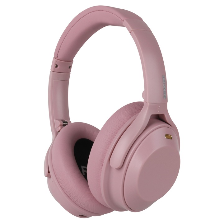 Sencor SEP Corporate Rose ANC Fejhallgató, Aktív zajszűrés, IPX4, Bluetooth 5.3, 500 mAh akkumulátor, Rózsaszín