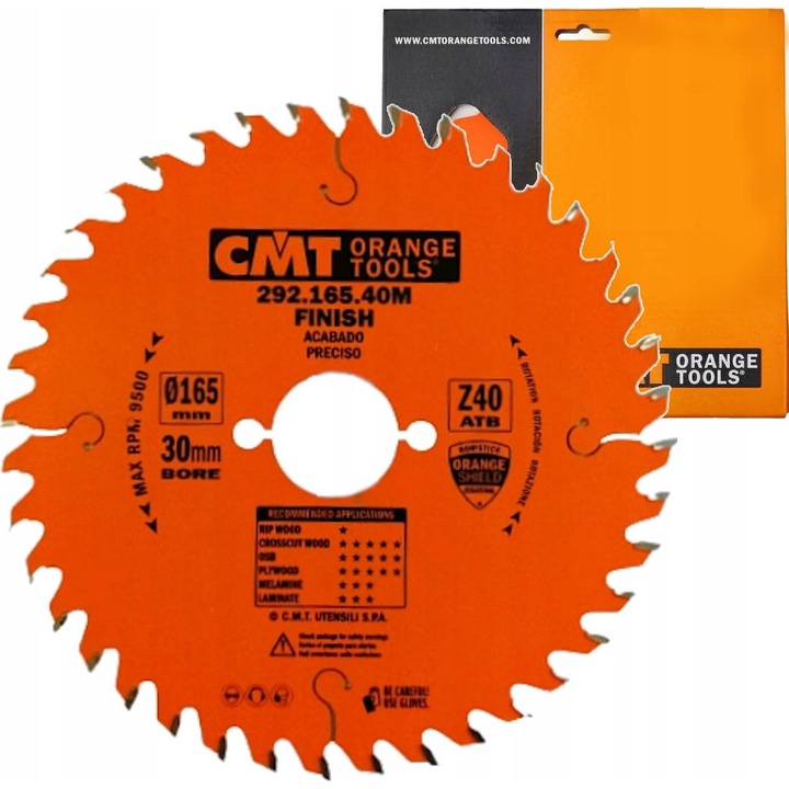 Кръгла пила за рязане на дърво, CMT, 165x30 мм, 40 зъба, дебелина на зъба 2,6 мм