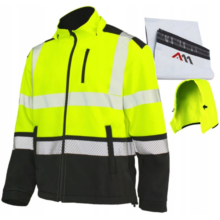 Jacheta de protectie, ART.MAS, impermeabila, poliester, galben/negru, marimea XXL, benzi reflectorizante