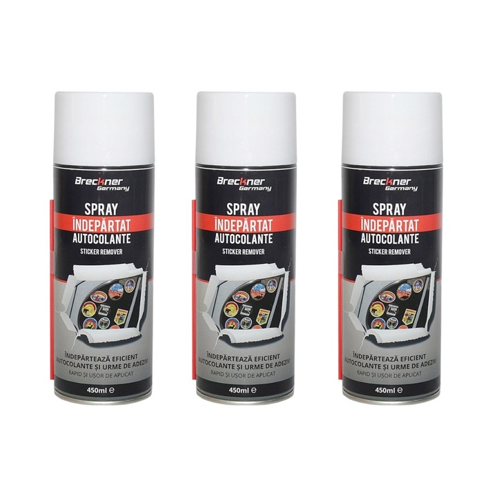 Set 3 buc de spray utilizat la indepartat autocolante si abtibilduri, decolantari, universale, auto, moto, utilaje, marmura, mobila, blaturi, 450ml