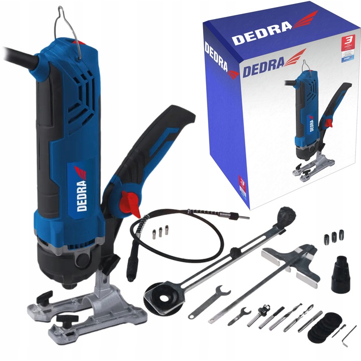 Многофункционална фреза Dedra DED7931Z1, 550W, 5000-25000 об/мин, пълен комплект аксесоари