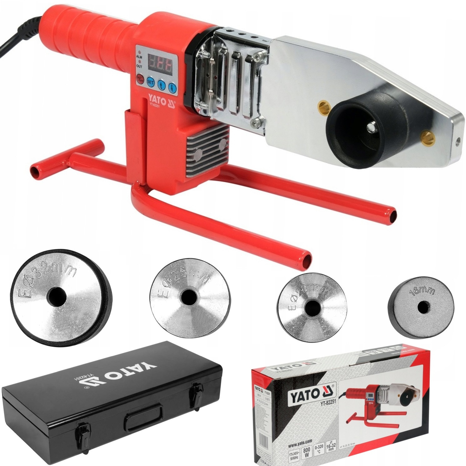 Pistol de lipit YATO 800W, set cu 4 matrite 16x20x25x32mm